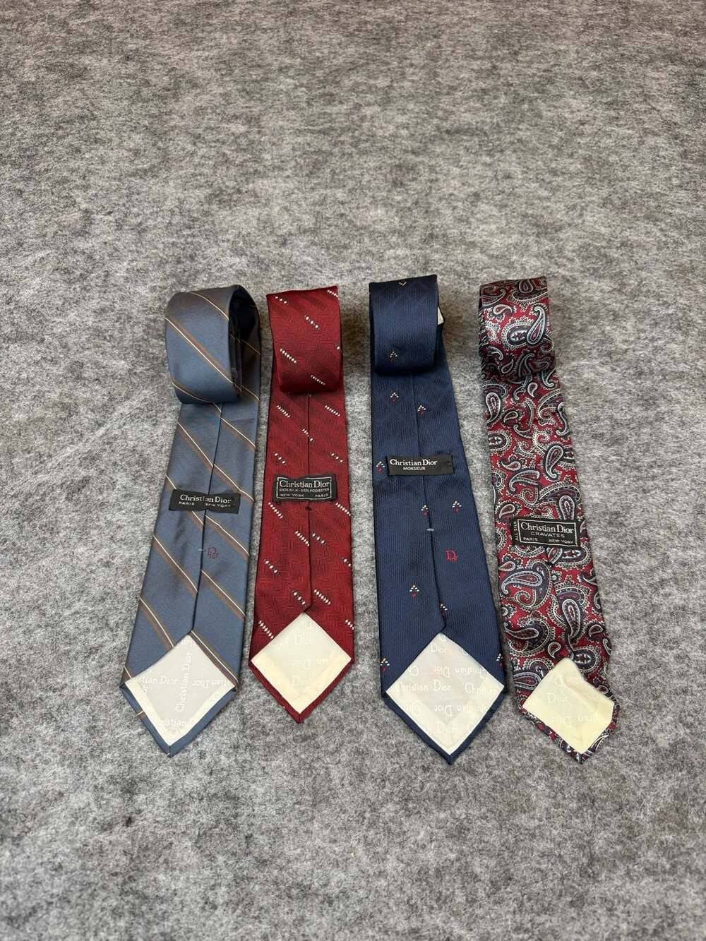 Lot of 4 Christian Dior Designer Men's Neckties Assorted Patterns Silk